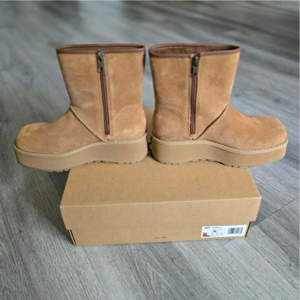UGG Chestnut CITYFUNC MID Boots US 6 Platform Side Zip Waterproof Outdoor